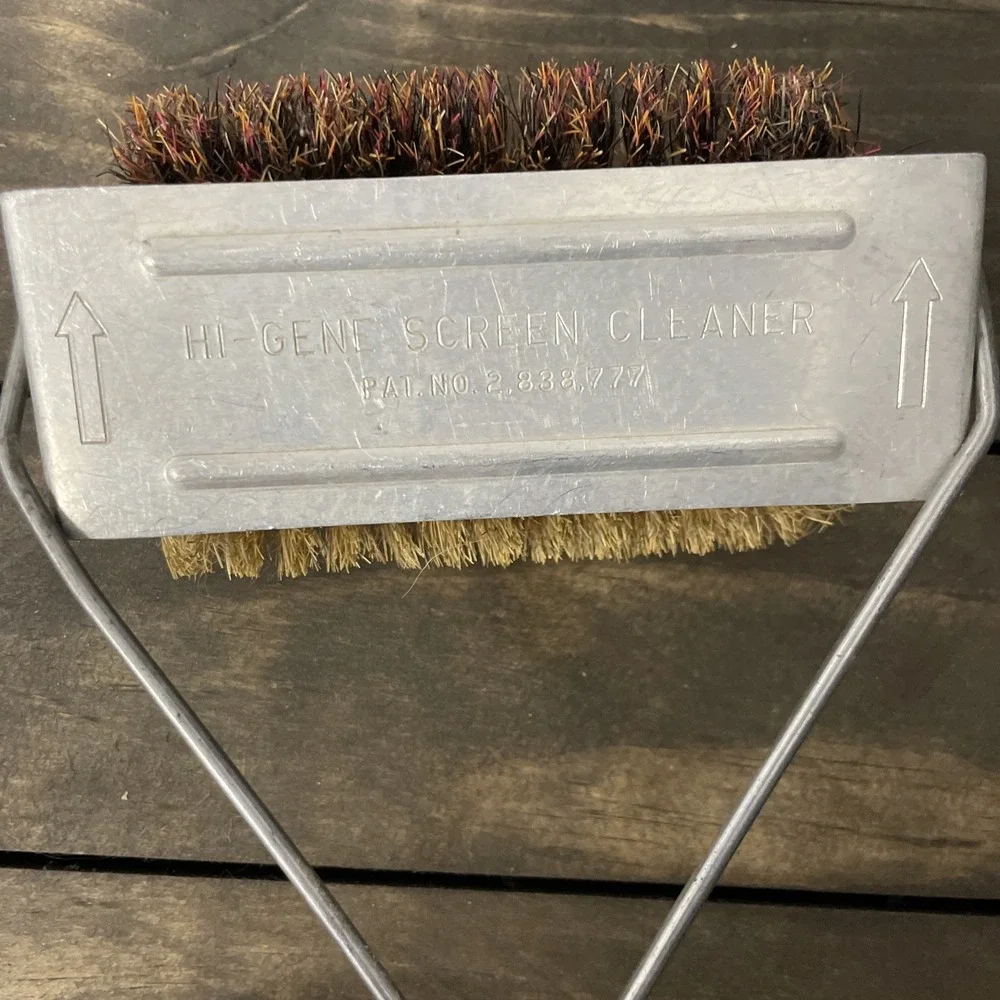 Hi - Gene Screen Door Window Cleaner‎ Brush vintage red wood handle